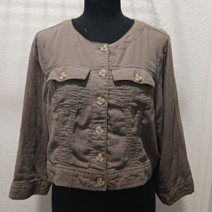 Torrid Brown Button-Up Crop Jacket Size 1 EUC